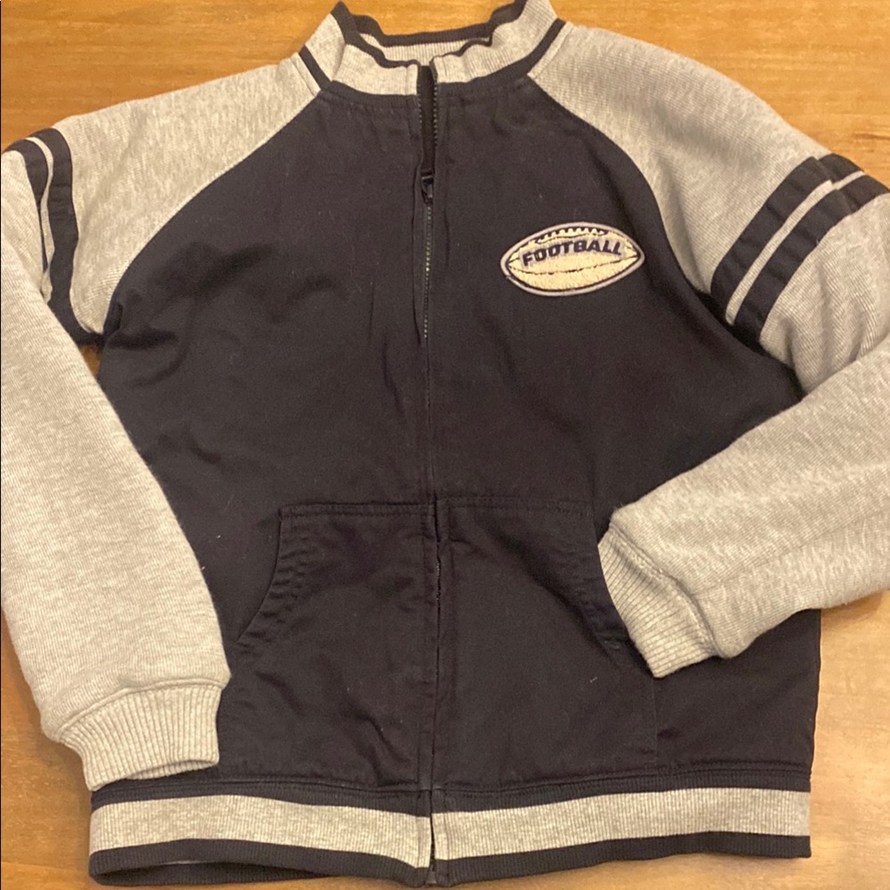 Gymboree 10/12 Kids Football Themed Navy and Gray Jacket